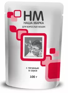 Наша Марка для взрослых кошек с печенью и курицей в соусе, влажный корм эконом-класса