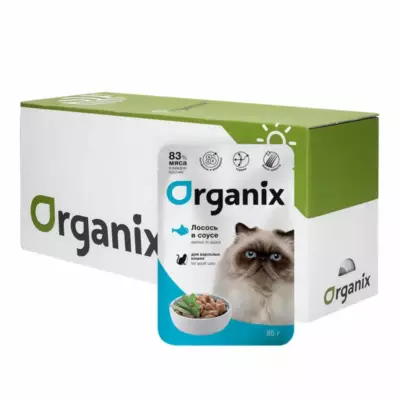 Organix Premium влажный корм для взрослых кошек с лососем в соусе