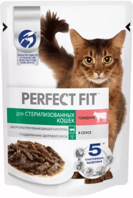 Perfect Fit Sterile с говядиной в соусе для стерилизованных кошек