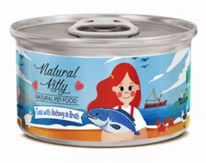 PETTRIC Natural Kitty беззерновые консервы для взрослых кошек с тунцом и анчоусами в бульоне