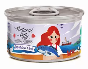 Pettric Natural Kitty Тунец с кальмаром в бульоне для взрослых кошек, беззерновой влажный корм