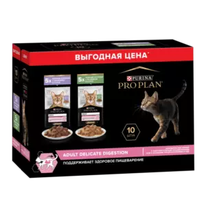 Pro Plan Delicate Digestion с индейкой и ягненком в соусе для взрослых кошек с чувствительным пищеварением