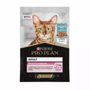 Pro Plan Delicate Digestion влажный корм для взрослых кошек с чувствительным пищеварением, с океанической рыбой в соусе
