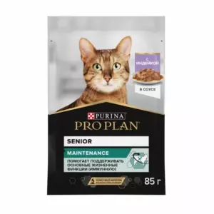 PRO PLAN Senior 7+ Maintenance влажный корм для пожилых кошек с индейкой в соусе