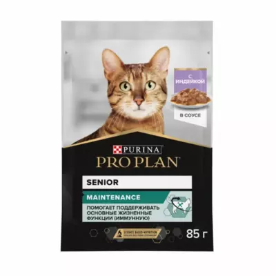 PRO PLAN Senior 7+ Maintenance влажный корм для пожилых кошек с индейкой в соусе