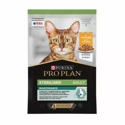 PRO PLAN Sterilised Maintenance для взрослых стерилизованных кошек, с курицей в соусе