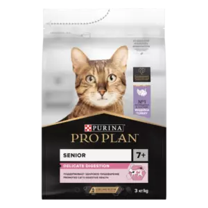 Pro Plan Delicate Senior 7+ сухой корм для пожилых кошек старше 7 лет с чувствительным пищеварением с индейкой