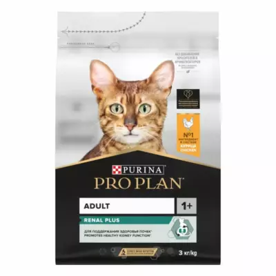 PRO PLAN RENAL PLUS Сухой корм для взрослых кошек для поддержания здоровья почек с высоким содержанием курицы