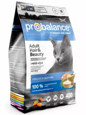 Probalance Hair&Beauty для взрослых кошек с курицей для красивой шерсти и здоровой кожи