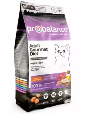 ProBalance Gourmet Diet Adult сухой корм для привередливых взрослых кошек с говядиной и кроликом