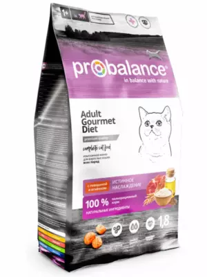 ProBalance Gourmet Diet для взрослых кошек с говядиной и ягненком, премиум-класс, беззерновой