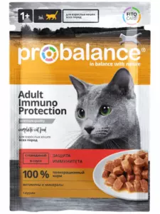 ProBalance Immuno Protection с говядиной в соусе для взрослых кошек всех пород для укрепления иммунитета