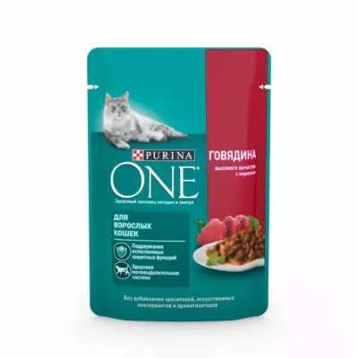 Purina One Adult с говядиной и морковью влажный корм для взрослых кошек