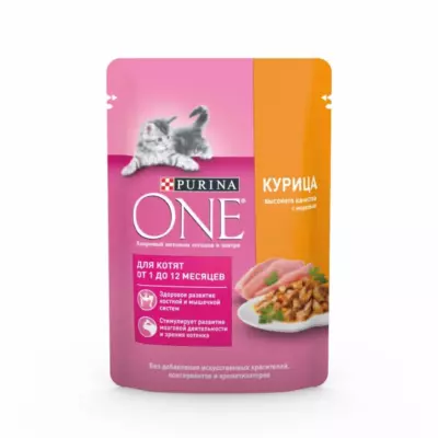 Purina ONE влажный корм для котят с курицей и морковью в соусе