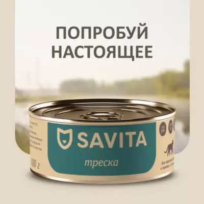 SAVITA Holistic беззерновой влажный корм для кошек и котят с треской
