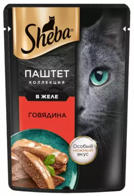 SHEBA Нежный паштет с говядиной в желе для взрослых кошек