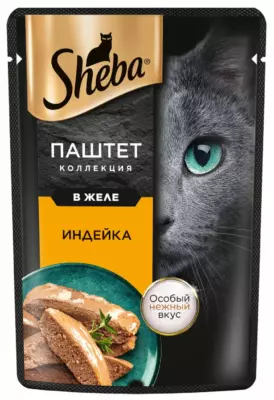 SHEBA Нежный паштет в желе с индейкой для взрослых кошек