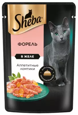 SHEBA Ломтики в желе с форелью для взрослых кошек