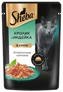 Sheba Влажный корм для взрослых кошек с кроликом и индейкой «Ломтики в соусе»