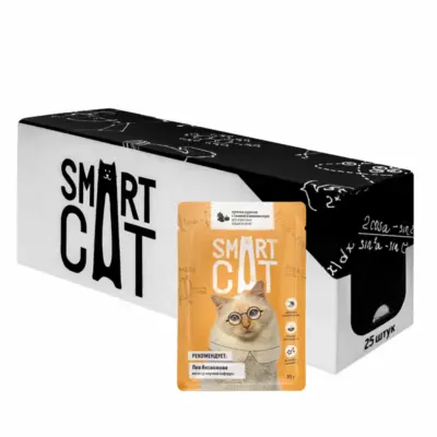Smart Cat для взрослых кошек и котят: кусочки курицы с тыквой в нежном соусе