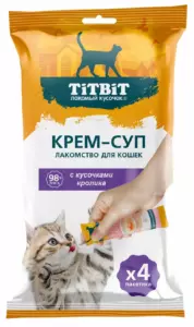 TiTBiT Крем-суп для взрослых кошек с кусочками кролика и таурином