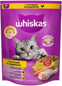 Whiskas Вкусные подушечки с нежным паштетом для пожилых кошек старше 7 лет с курицей и индейкой