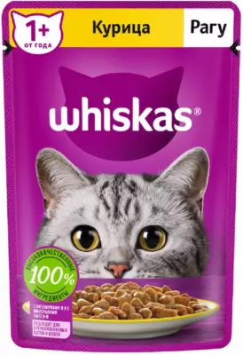 Whiskas Adult Chicken Ragout для взрослых кошек с курицей в соусе