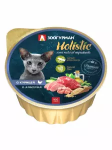Зоогурман Holistic консервы для кошек с курицей и ягненком, беззерновой гипоаллергенный корм для взрослых кошек